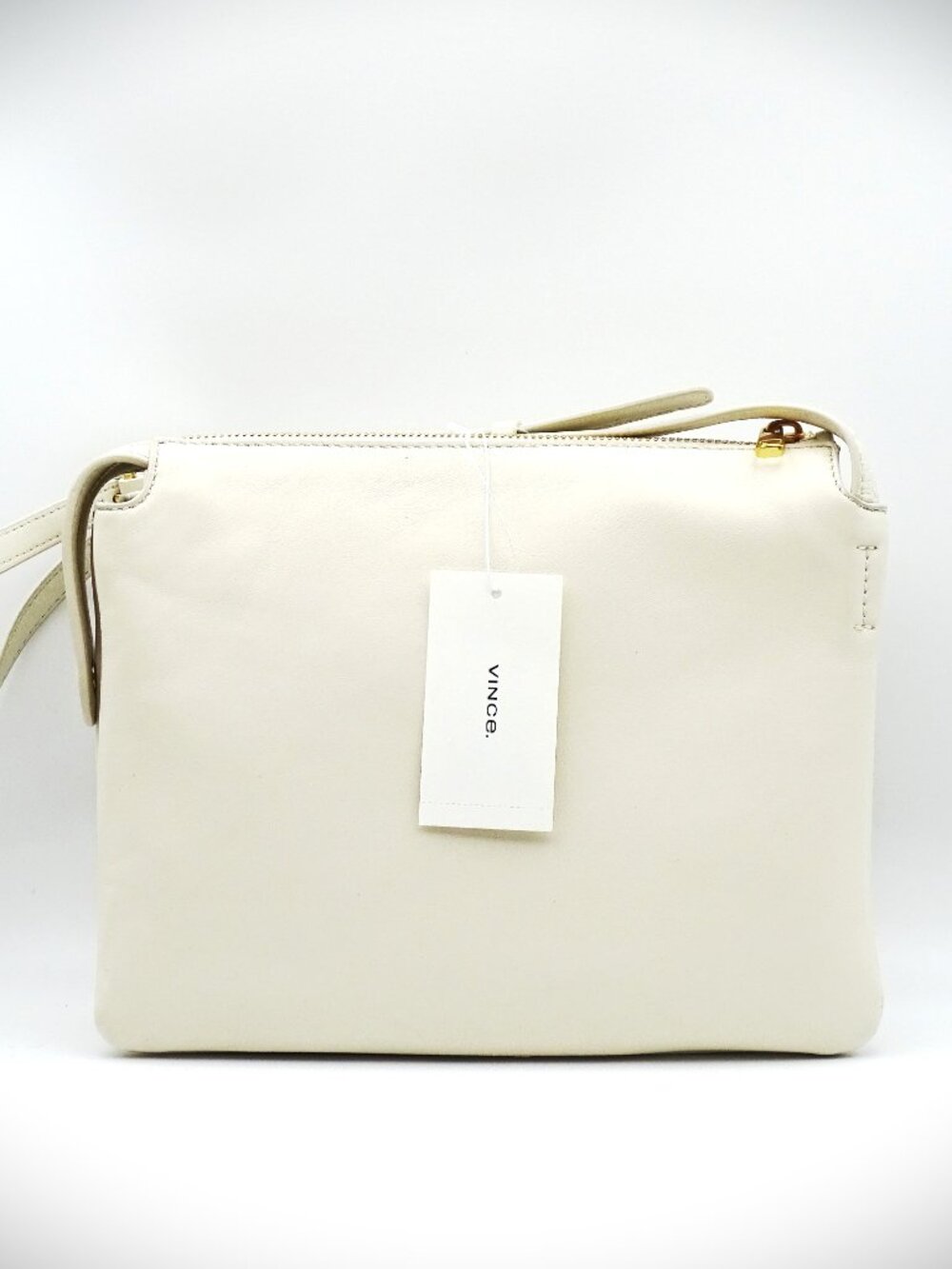 VINCE Sammi Triple Compartment Milk Color Leather Swing Crossbody Bag - Picture 7 of 10